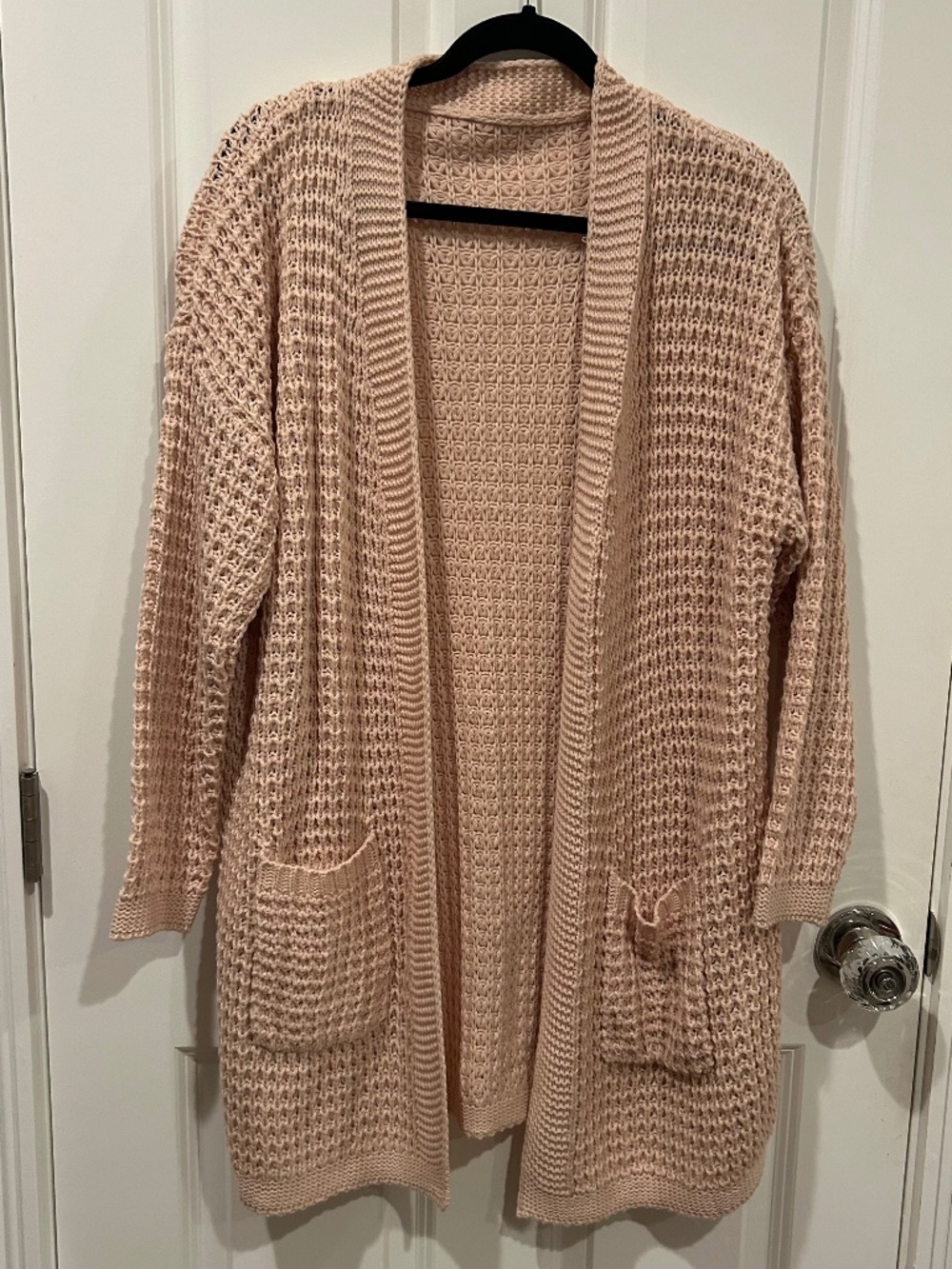 SHEIN Blush Pink Chunky Knit Long Open Front Cardigan Size Medium